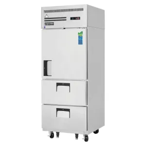 Everest - ESR1D2 Commercial 29" Solid Door Reach-In 1 door 2 Drawers Refrigerator 23 cu.ft.