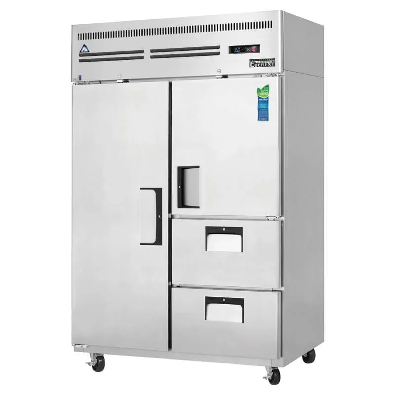 Everest - ESR2D2, Commercial 49" Two Solid Door Reach-In Refrigerator 48 cu.ft.