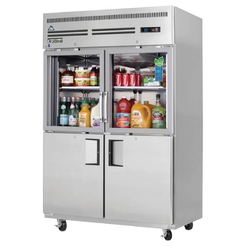 Everest's - EGSH4, 49" Two Glass 2 Solid Door Reach-in Refrigerator 53 cu.ft.