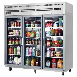 Everest's - ESGR3A, 74" Three Glass Door Reach-in Refrigerator 85 cu.ft.