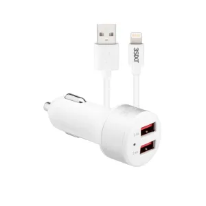 3Sixt Car Charger 4.8A   Lightning Cable 1M - White Magnetic Connector