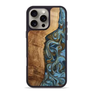 Anti Reflection Anti Yellowing Iphone 16 Pro Max Wood Phone Case - Jarred (Teal & Gold, 775871)