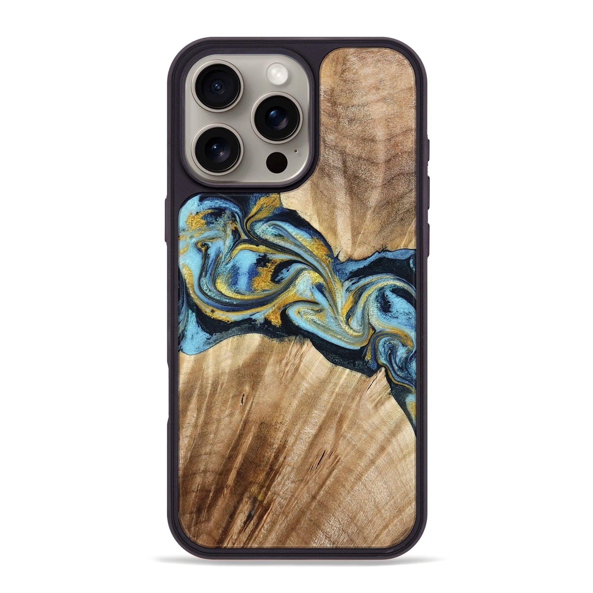 Iphone 16 Pro Max Wood Phone Case - Sonja (Teal & Gold, 776336) Anti Yellowing
