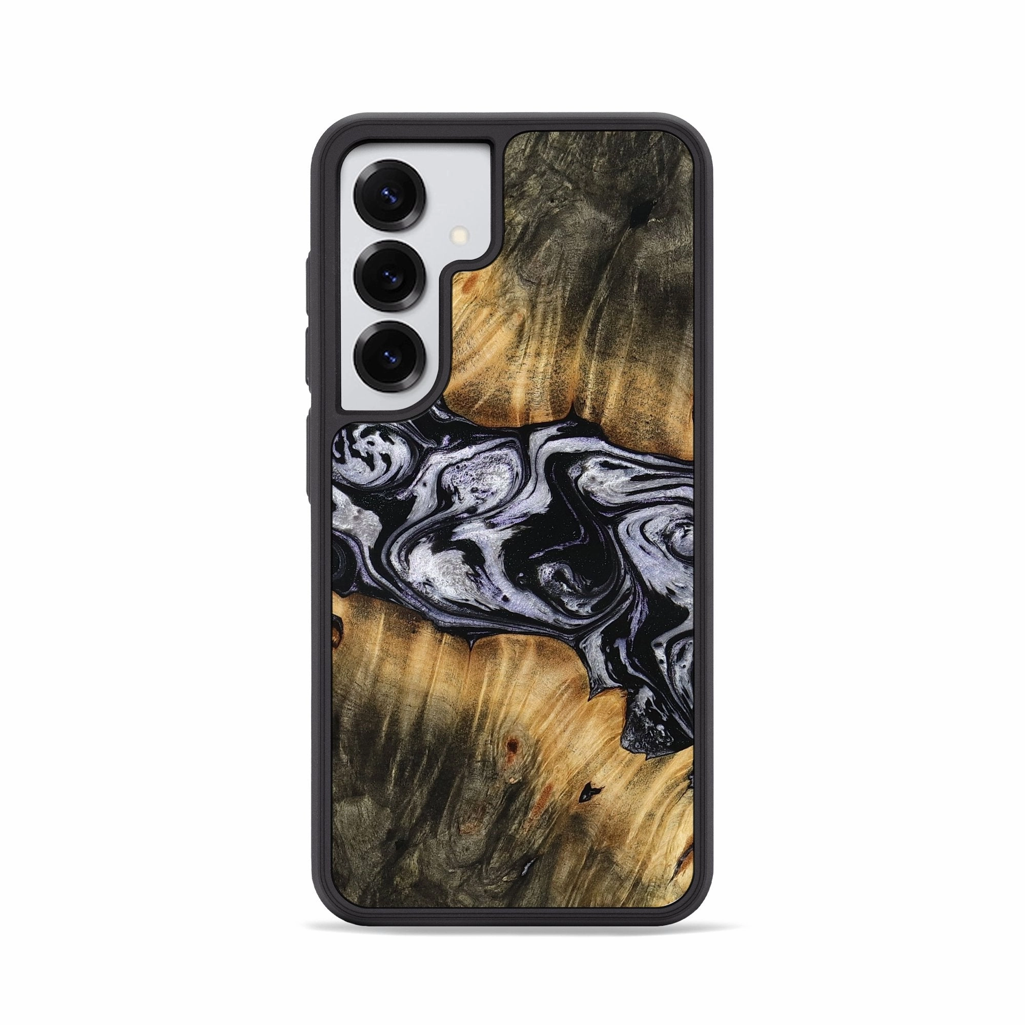 Galaxy S25 Wood Phone Case - Donn (Black & White, 770258) Anti Finger Smudge Anti Finger Smudge Film