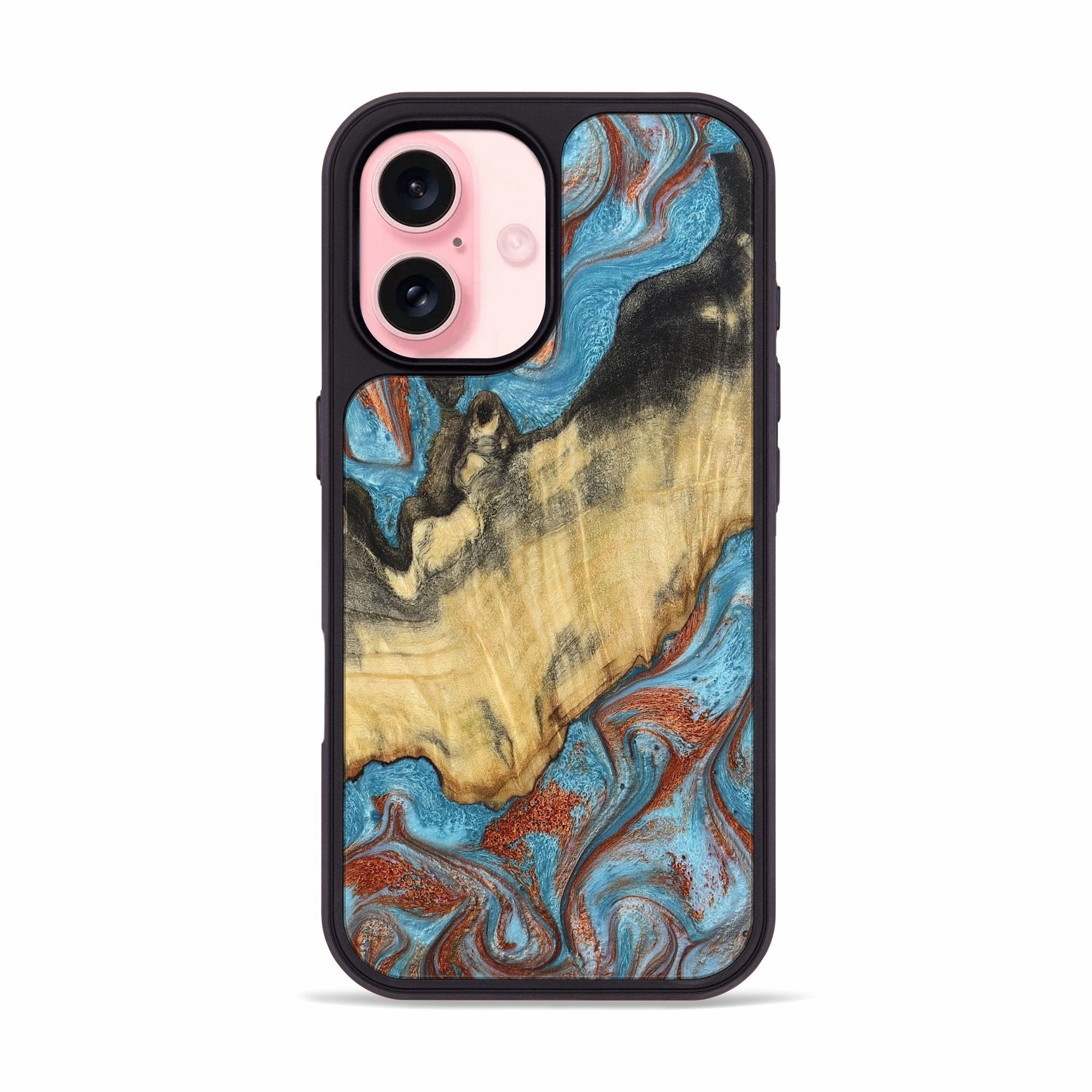 Iphone 16 Wood Phone Case - Clemmie (Teal & Gold, 781340) Anti Scratch Coating