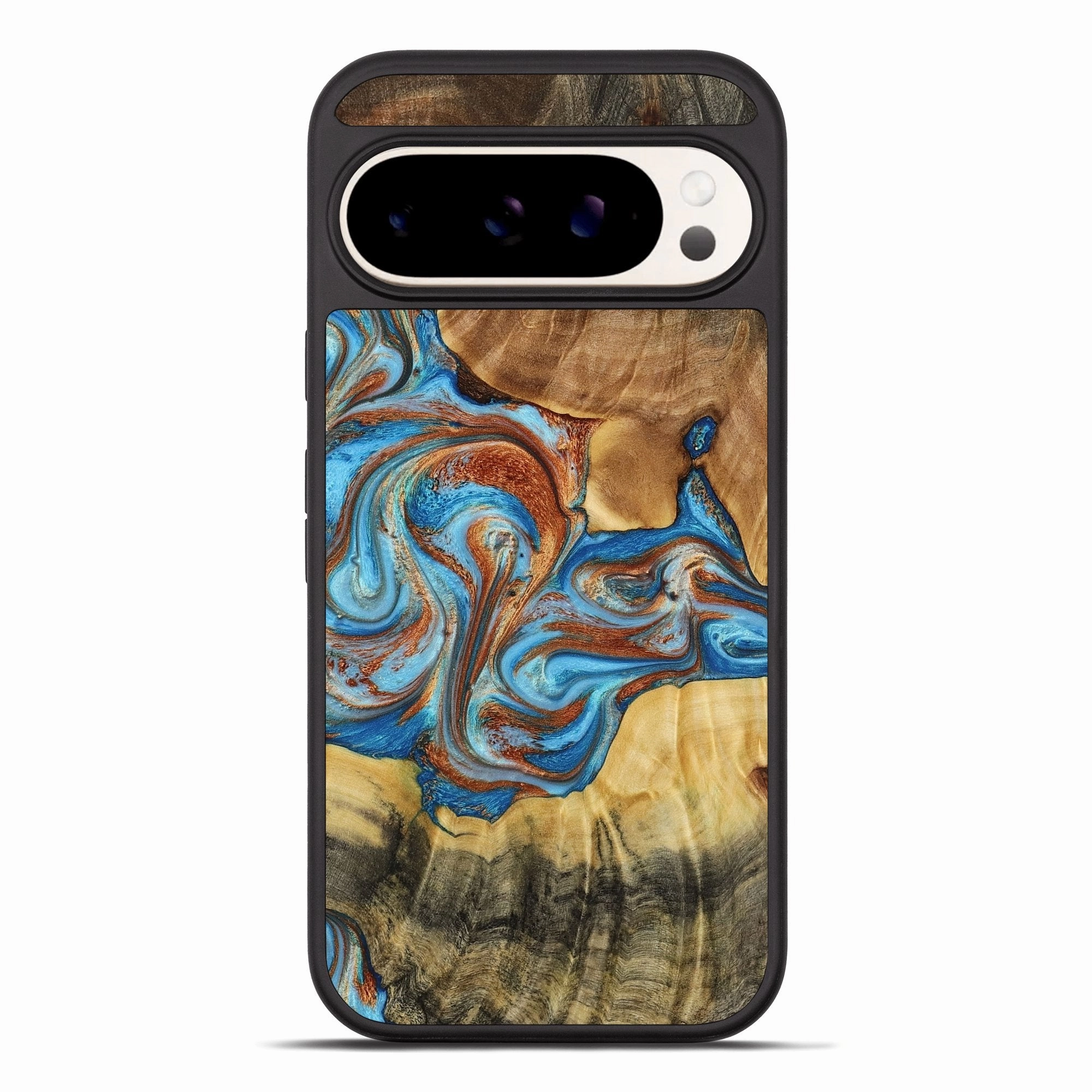 Shock Absorbing Anti Fingerprint Film Pixel 10 Pro Xl Wood Phone Case - Shara (Teal & Gold, 772660)
