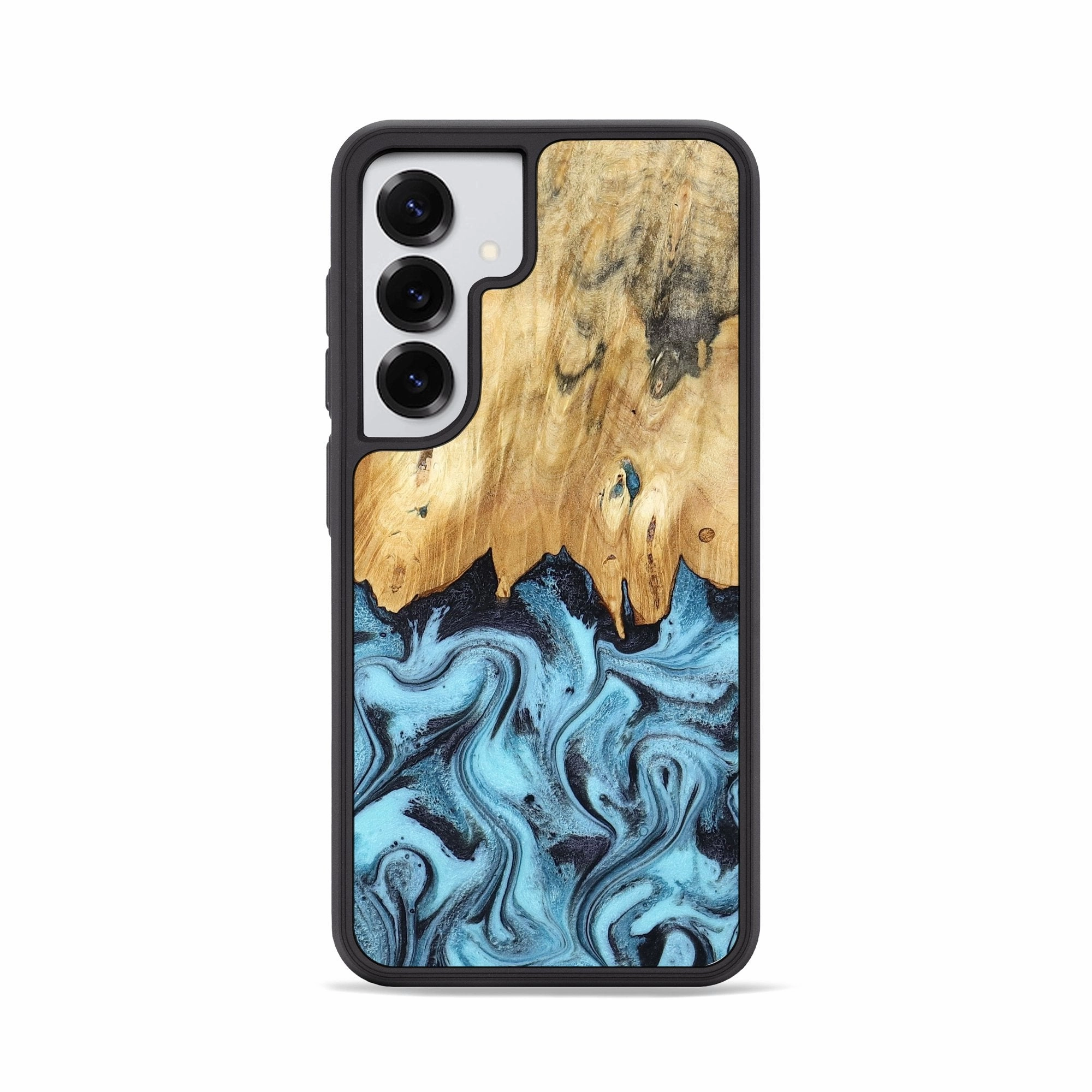 Galaxy S25 Wood Phone Case - Micah (Blue, 781804) Shock Absorbing Bubble Free