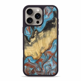 Anti Fingerprint Film Iphone 16 Pro Max Wood Phone Case - Clemmie (Teal & Gold, 781340)