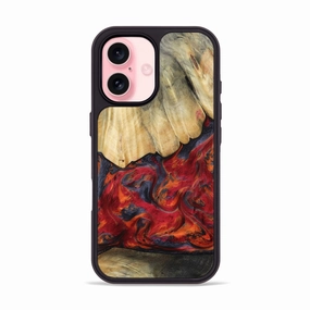 Anti Finger Smudge Film Scratch Resistant Iphone 16 Wood Phone Case - Shauna (Red, 781650)