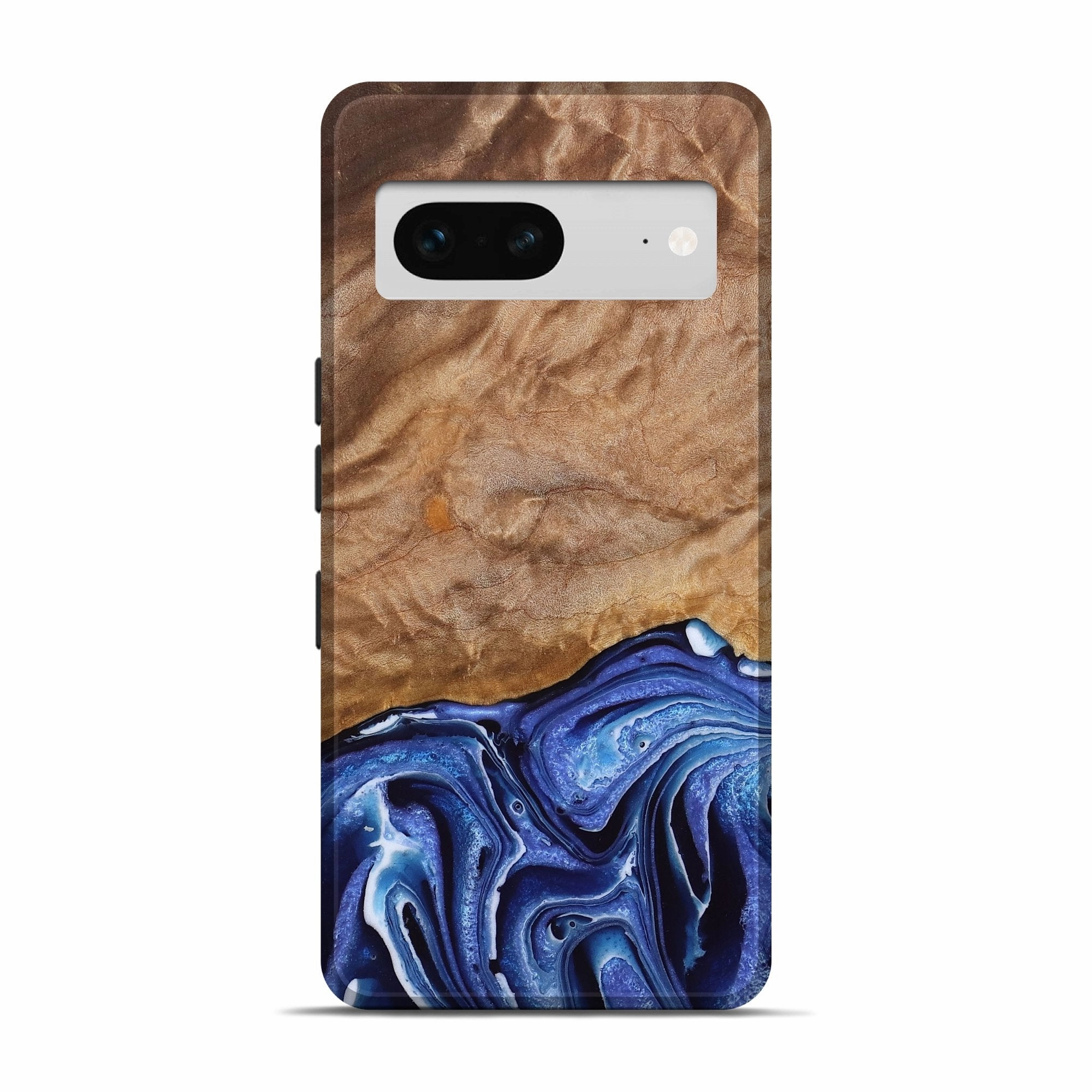 Pixel 7 Wood Live Edge Phone Case - Elianna (Blue, 776918) Bubble Free Screen