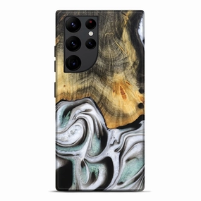 Anti Yellowing Film Easy Apply Galaxy S22 Ultra Wood Live Edge Phone Case - Eli (Black & White, 781237)