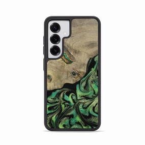 Scratch Resistant Privacy Screen Galaxy S25 Wood Phone Case - Dee (Green, 781566)