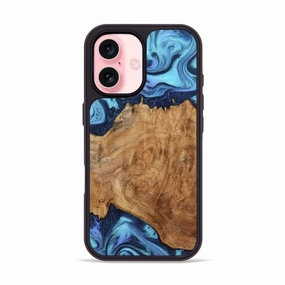 Iphone 16 Wood Phone Case - Jamison (Blue, 778601) Impact Protection