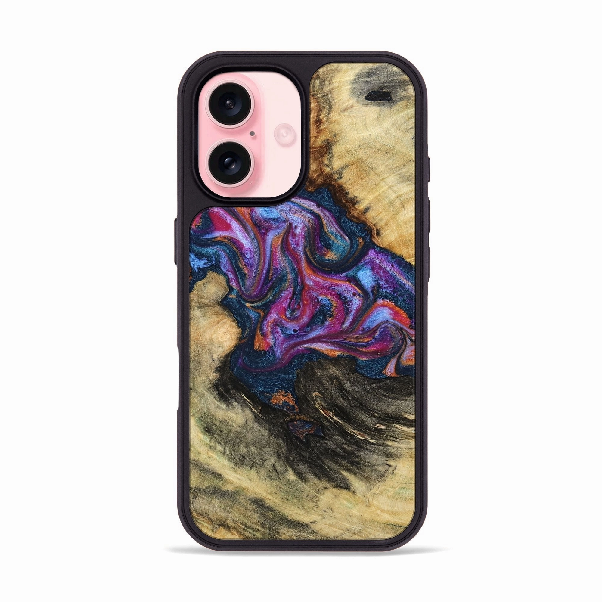 Iphone 16 Wood Phone Case - Meaghan (Fire & Ice, 781781) Edge Guard Anti Fingerprint Coating