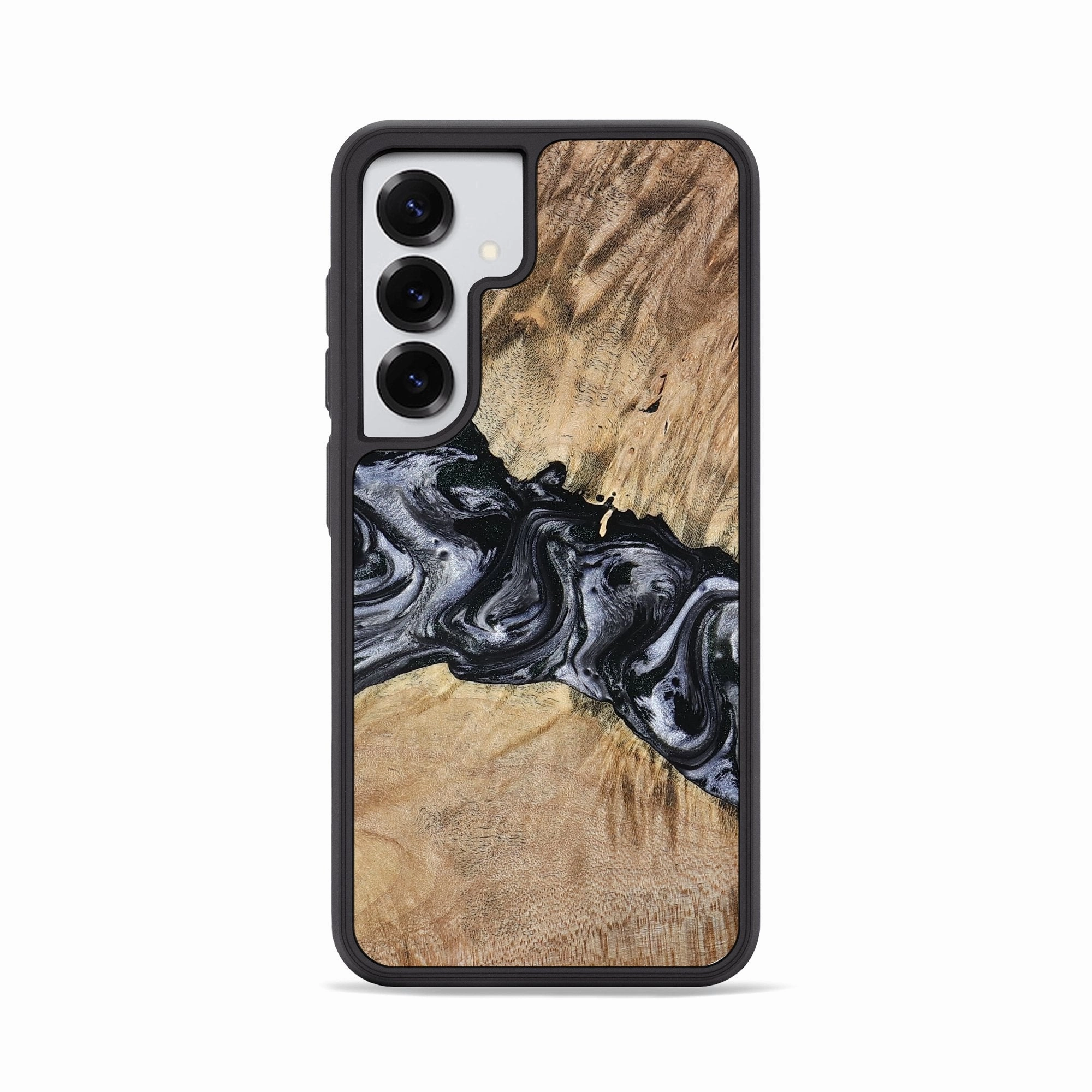 Galaxy S25 Wood Phone Case - Ed (Black & White, 778667) Scratch Proof Glass