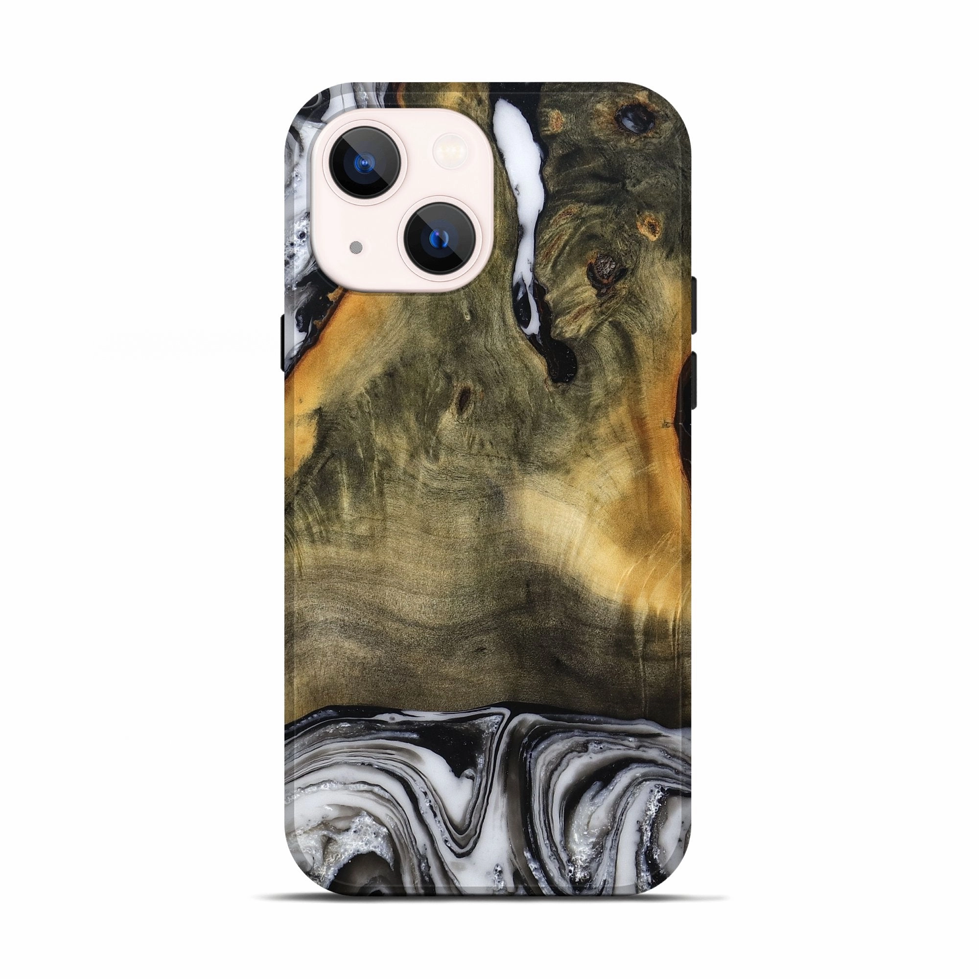 Anti Static Film Iphone 13 Wood Live Edge Phone Case - Kyree (Black & White, 779767)