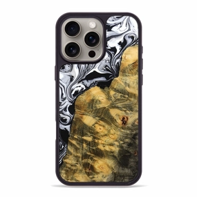 Iphone 16 Pro Max Wood Phone Case - Joel (Black & White, 772543) Water Resistant