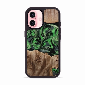 Iphone 16 Wood Phone Case - Eileen (Green, 770046) Anti Static Film