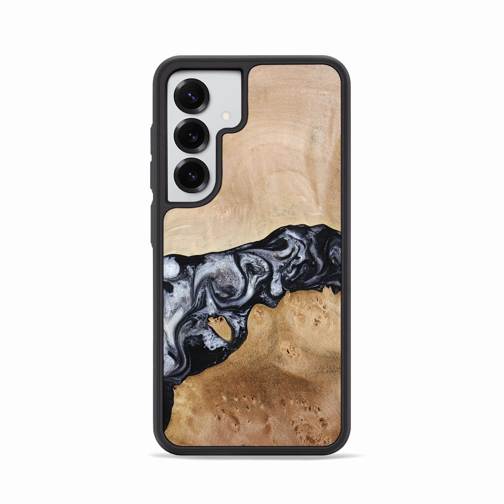 Galaxy S25 Wood Phone Case - Iyana (Black & White, 776237) Drop Protection