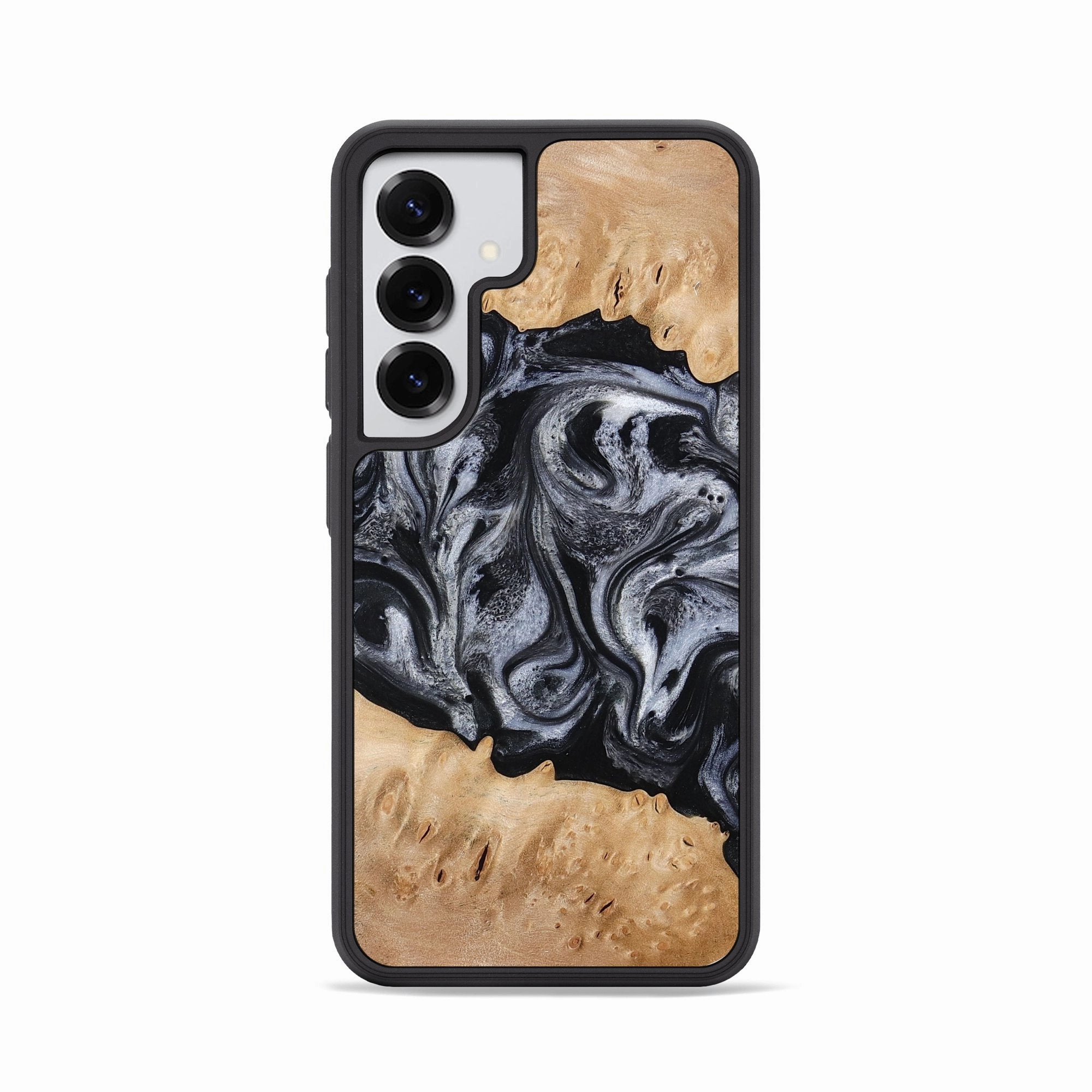 Galaxy S25 Wood Phone Case - Tyrell (Black & White, 776640) Screen Defense Anti Scratch Shield