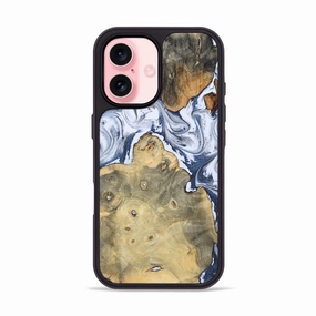 Iphone 16 Wood Phone Case - Kellen (Blue, 781799) Anti Finger Streak