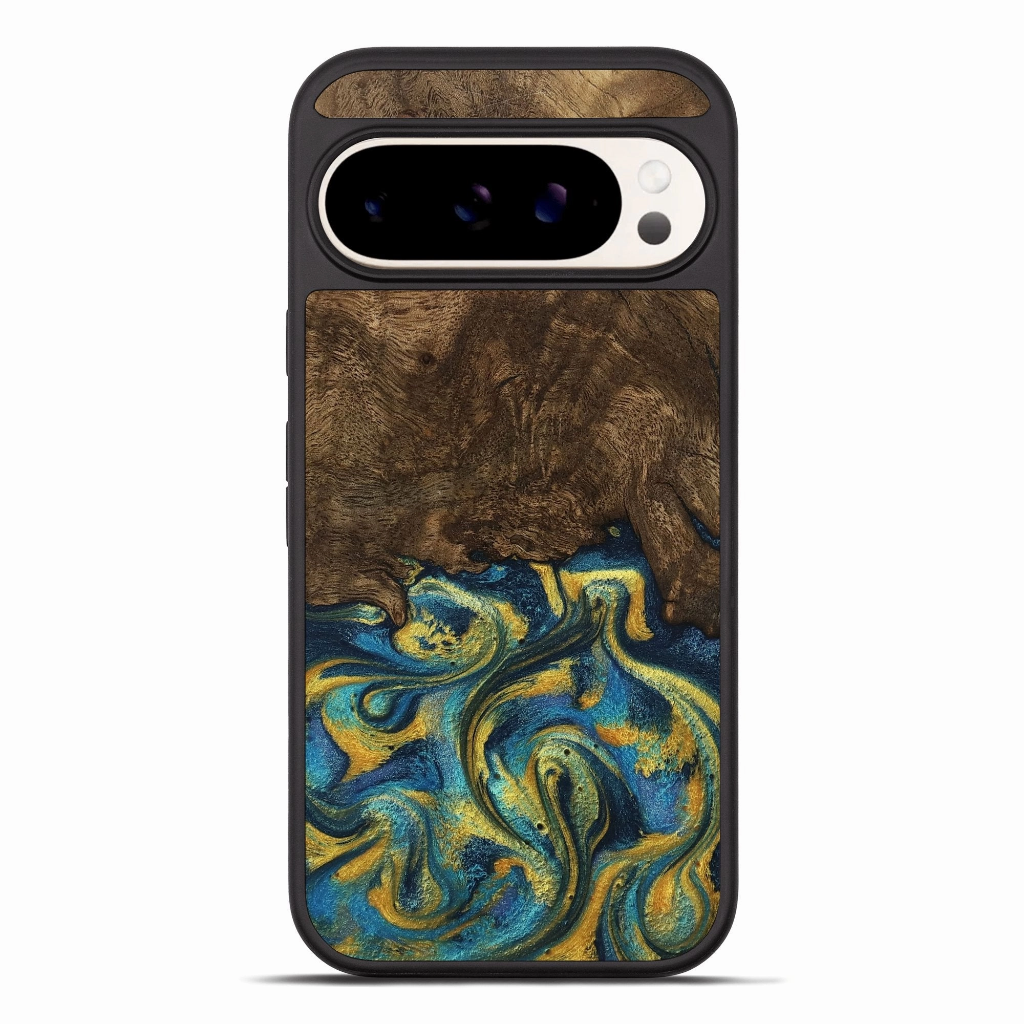 Shock Guard Impact Resistant Pixel 10 Pro Xl Wood Phone Case - Jordin (Teal & Gold, 778653)