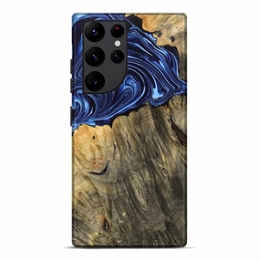 Anti Finger Smudge Film Anti Finger Smear Galaxy S22 Ultra Wood Live Edge Phone Case - Latonya (Blue, 768620)