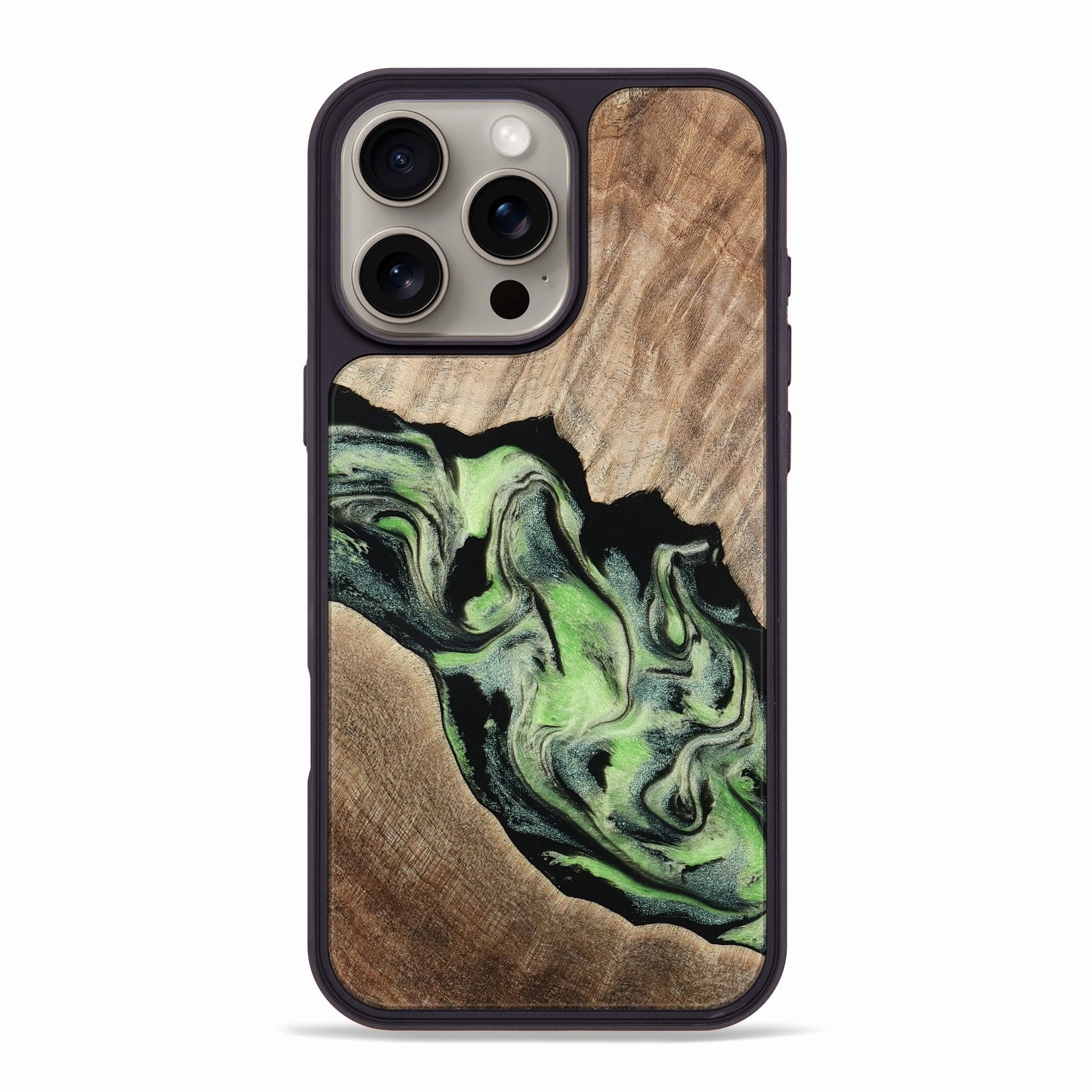 Iphone 16 Pro Max Wood Phone Case - Kelsi (Green, 781366) Anti Reflection Coating