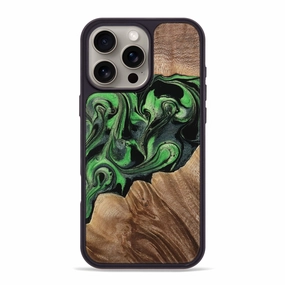 Iphone 16 Pro Max Wood Phone Case - Kinsey (Green, 770177) Anti Finger Grease Anti Reflection Screen