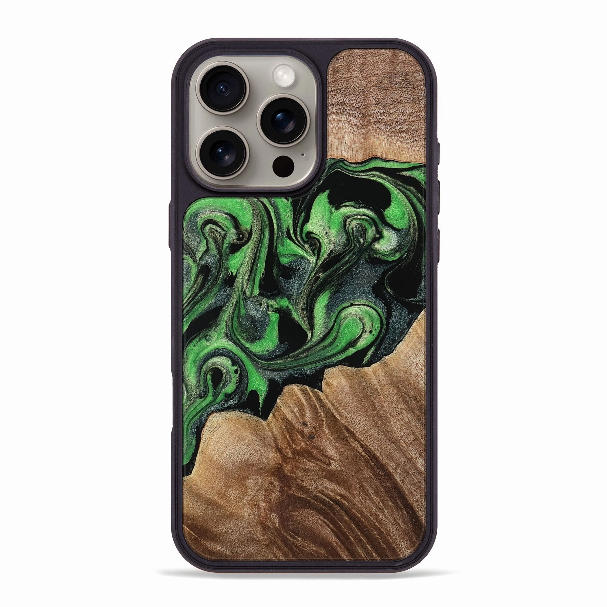 Iphone 16 Pro Max Wood Phone Case - Kinsey (Green, 770177) Anti Finger Grease Anti Reflection Screen
