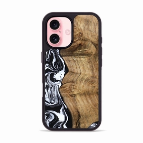 Anti Scratch Screen Iphone 16 Wood Phone Case - Abbie (Black & White, 780134)