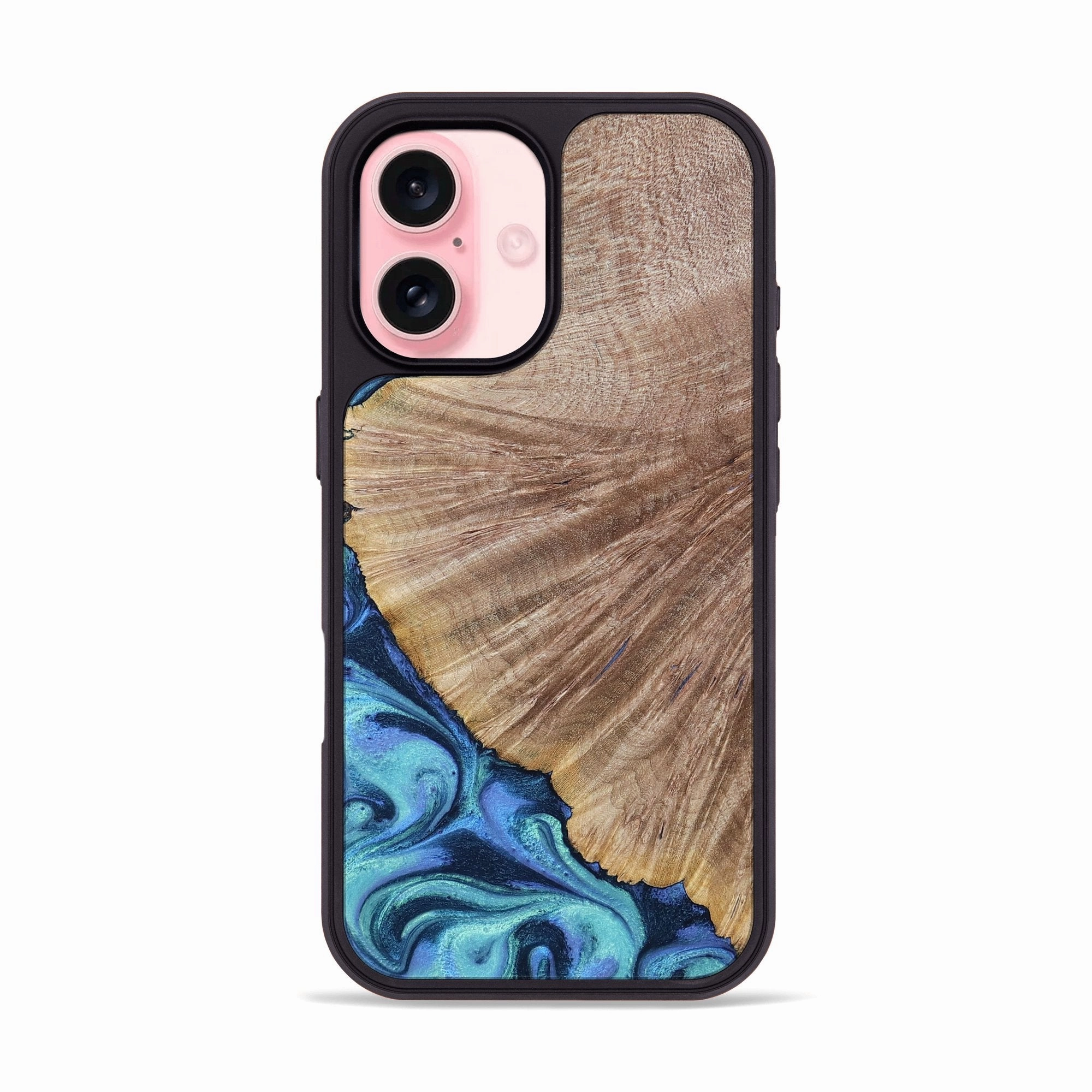 Iphone 16 Wood Phone Case - Emmitt (Blue, 769090) Anti Fingerprint Screen Shatterproof Glass