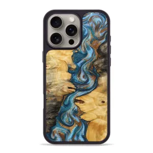 Protective Screen Screen Guard Iphone 16 Pro Max Wood Phone Case - Kesha (Teal & Gold, 781702)