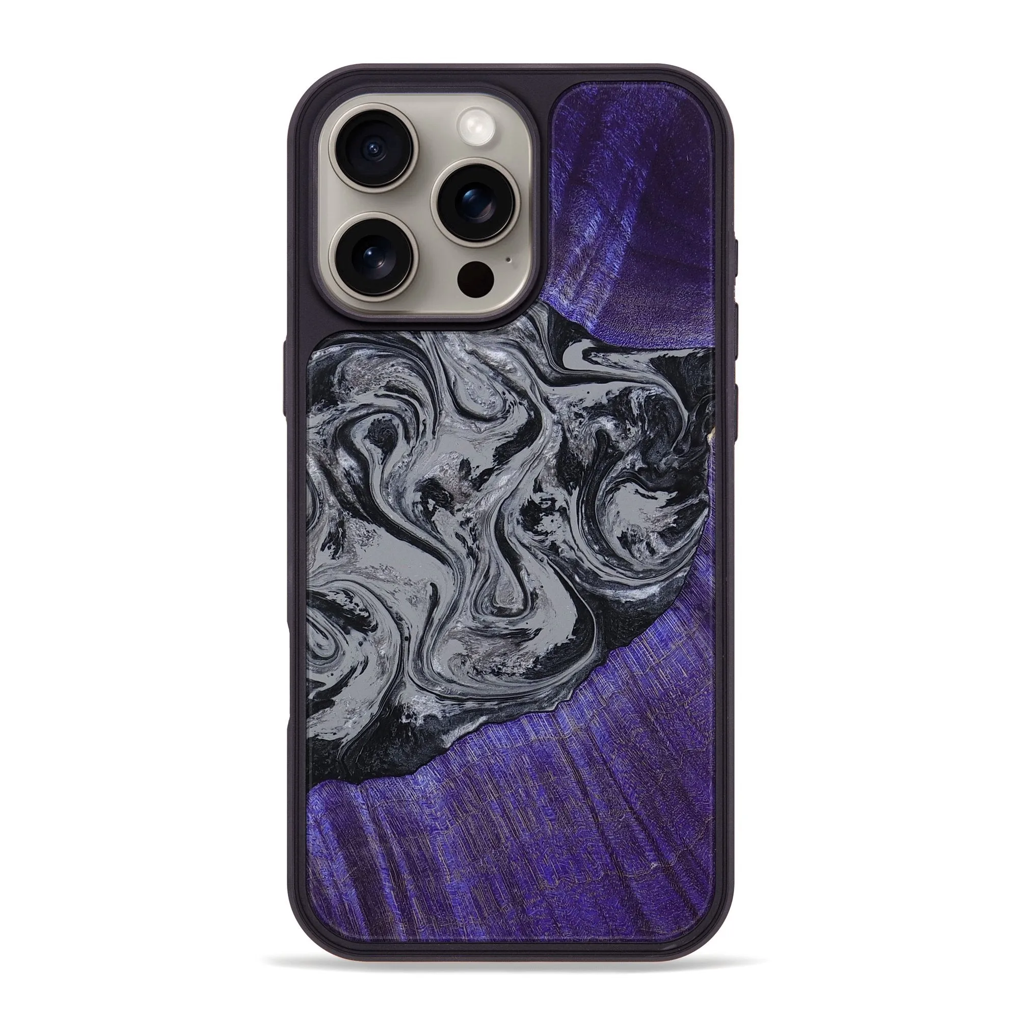 Anti Yellowing Screen Iphone 16 Pro Max Wood Phone Case - Jaidyn (Black & White, 779566)