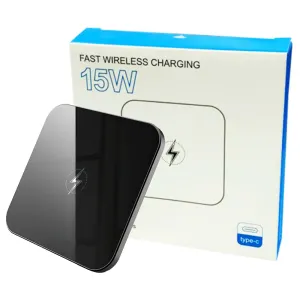 15W Metal Universal Ultra Slim Wireless Charging Pad( Black) USB Hub Charger Heat Resistant