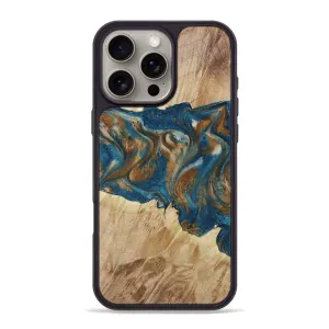 Iphone 16 Pro Max Wood Phone Case - Callie (Teal & Gold, 781705) Case Friendly Glass