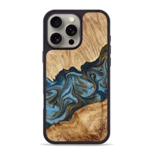 Iphone 16 Pro Max Wood Phone Case - Lupe (Teal & Gold, 775874) Anti Scratch Coating