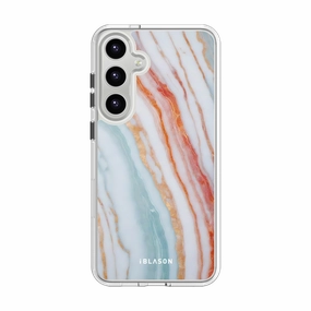 Anti Finger Grease Film Drop Resistant Galaxy S24 Halo Magsafe Cute Phone Case - Marble Rainbow