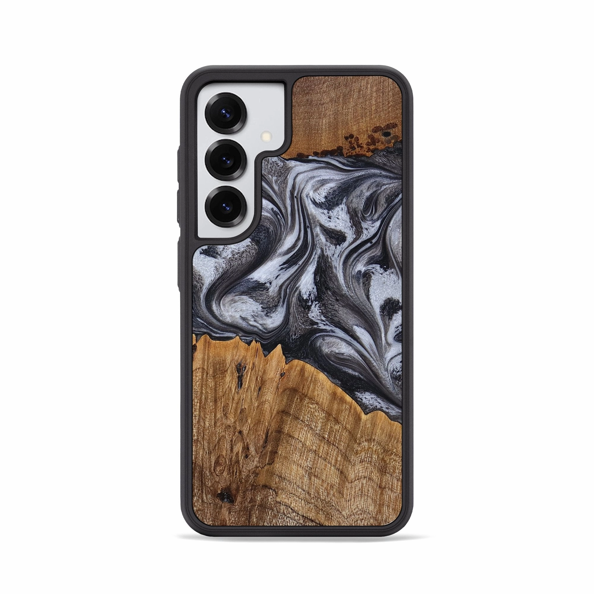 Scratch Protection Tempered Screen Protector Galaxy S25 Wood Phone Case - Austin (Black & White, 771579)