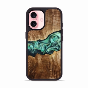 Iphone 16 Wood Phone Case - Barton (Green, 777919) Reinforced Corners Anti Yellowing Film