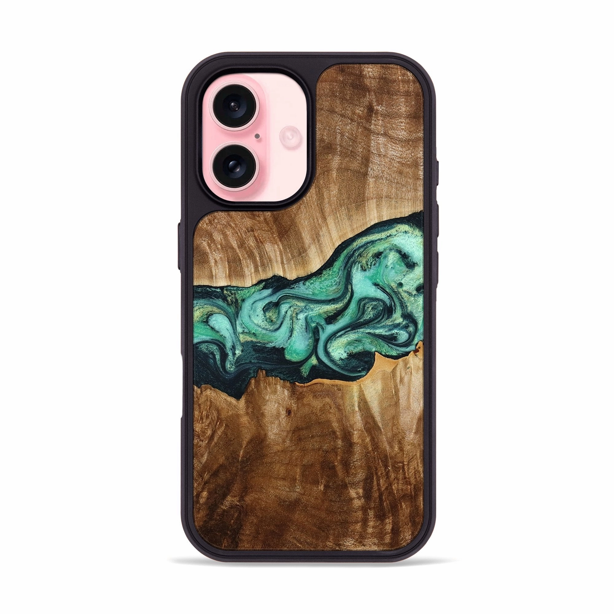 Iphone 16 Wood Phone Case - Barton (Green, 777919) Reinforced Corners Anti Yellowing Film