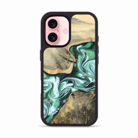 Anti Yellowing Film Iphone 16 Wood Phone Case - Liana (Green, 781152)