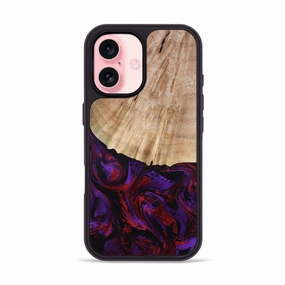 Anti Fingerprint Film Soft Edge Iphone 16 Wood Phone Case - Rosetta (Purple, 780958)