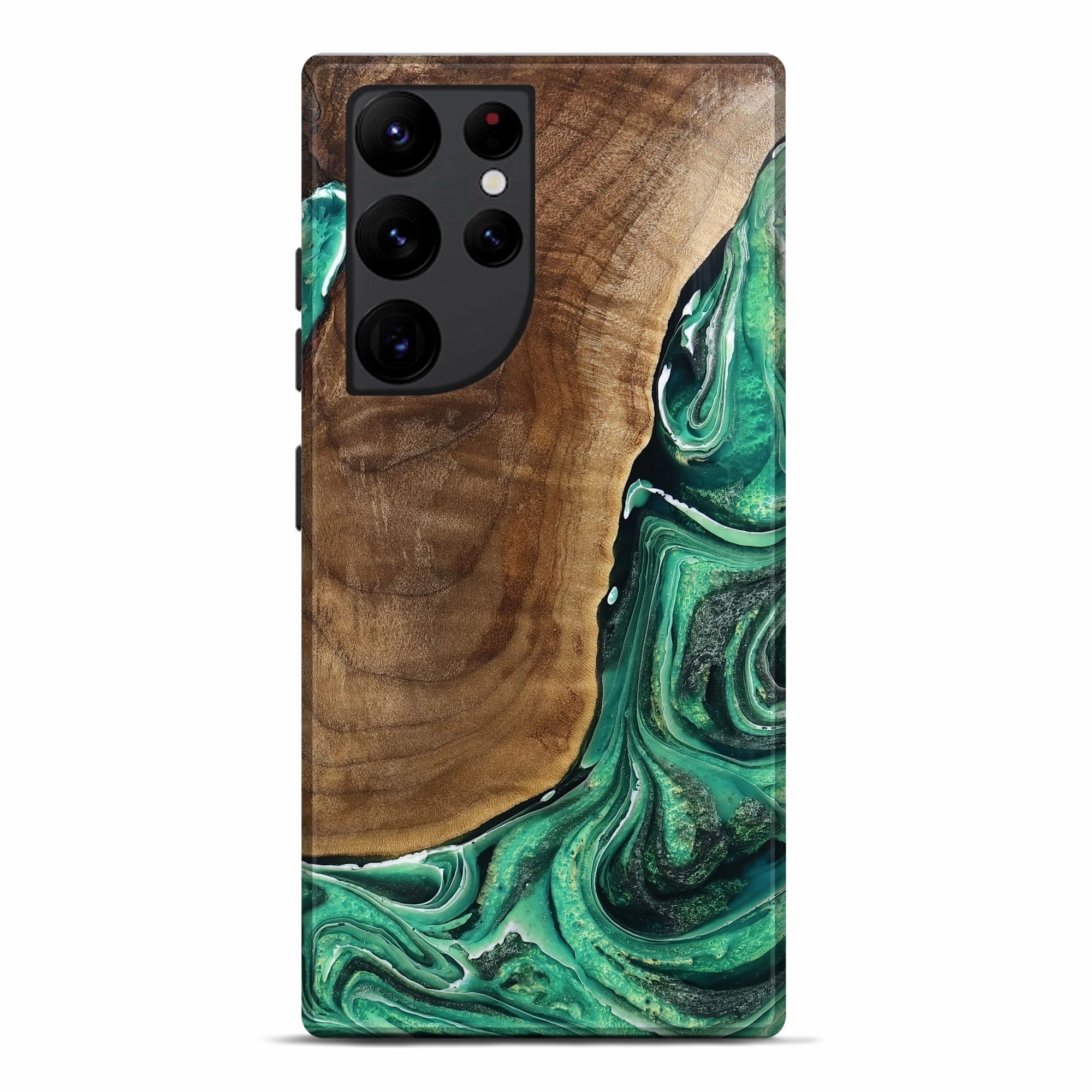 Anti Spy Film Anti Fog Galaxy S22 Ultra Wood Live Edge Phone Case - Tanya (Green, 770216)