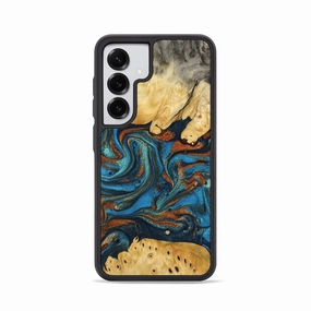 Reinforced Corners Galaxy S25 Wood Phone Case - Mahala (Teal & Gold, 775411)