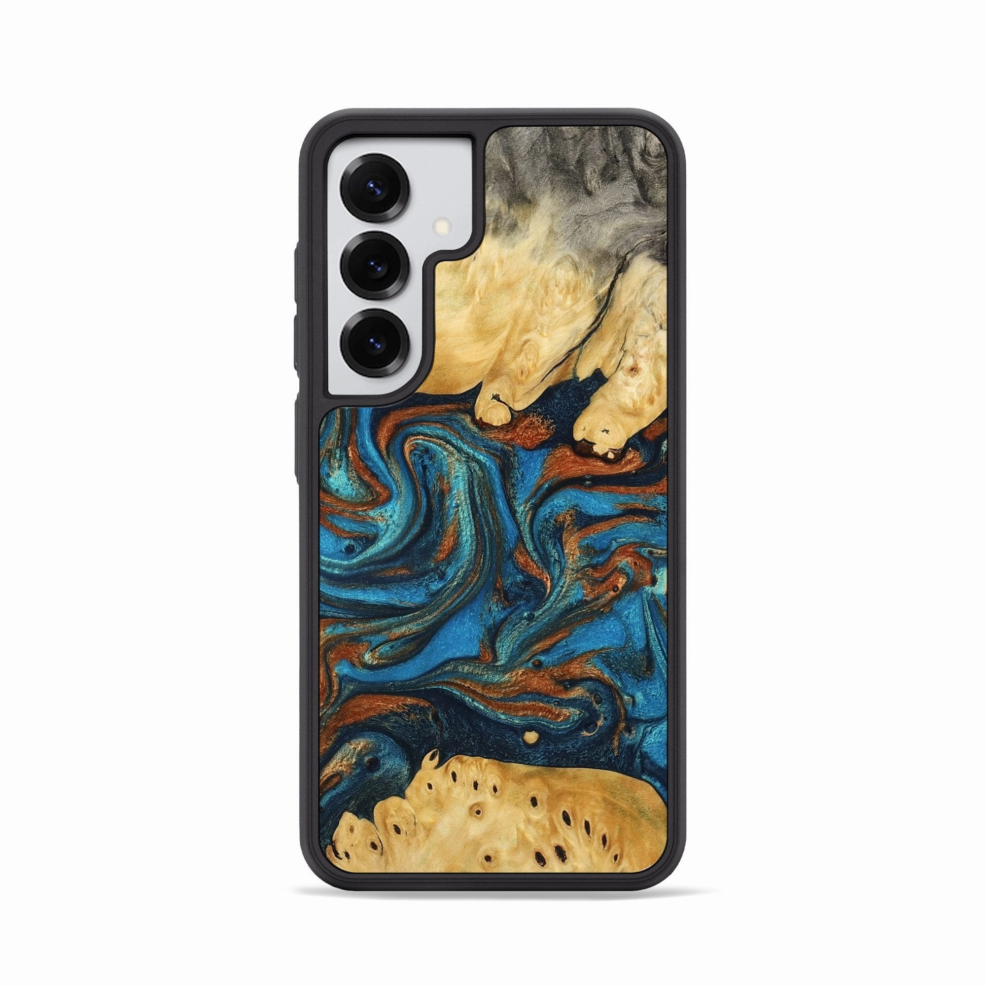 Reinforced Corners Galaxy S25 Wood Phone Case - Mahala (Teal & Gold, 775411)