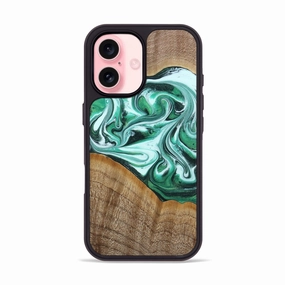 Iphone 16 Wood Phone Case - Daren (Green, 772122) Anti Spy Film Screen Guard