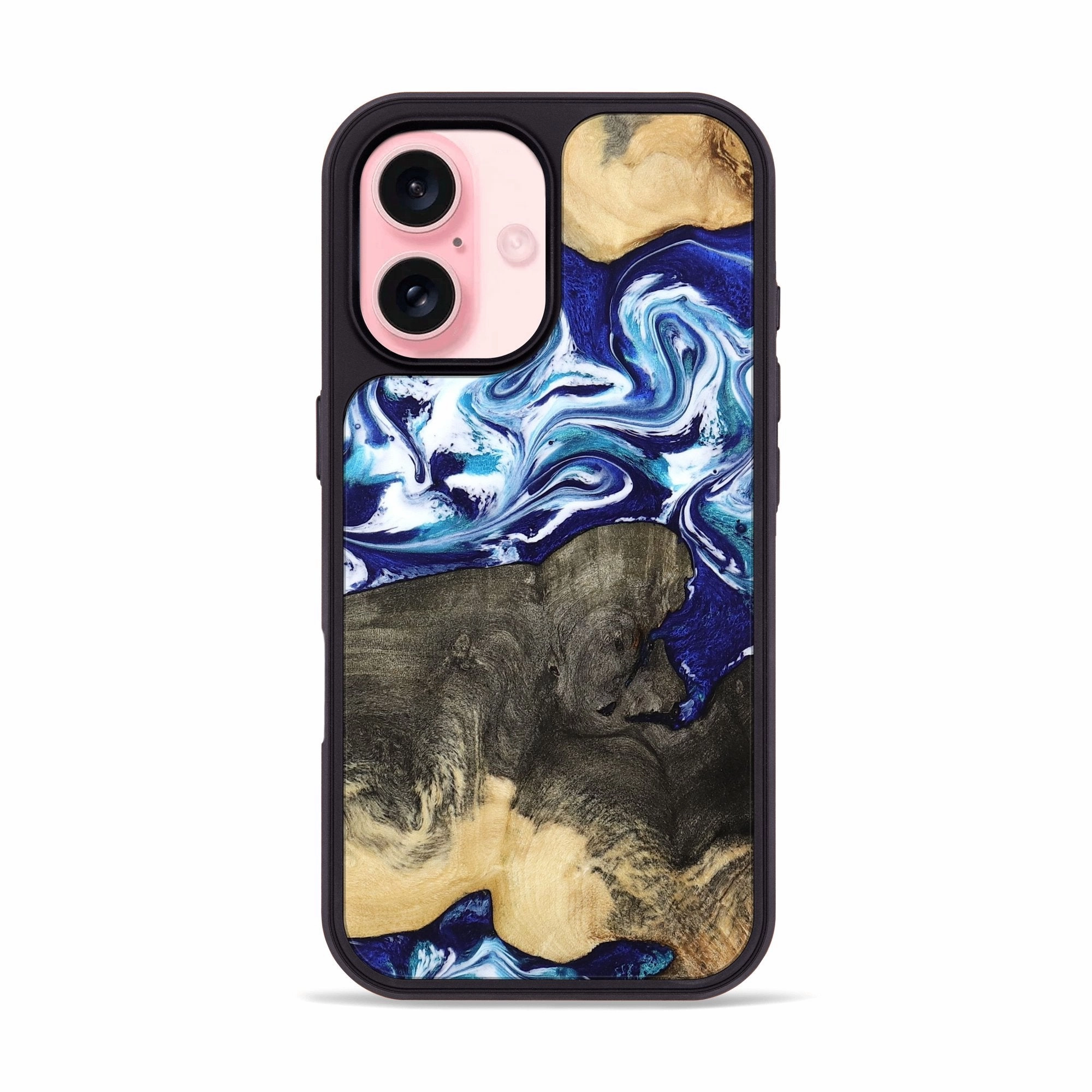 Iphone 16 Wood Phone Case - Kinley (Blue, 780683) Anti Finger Smudge Anti Finger Grease