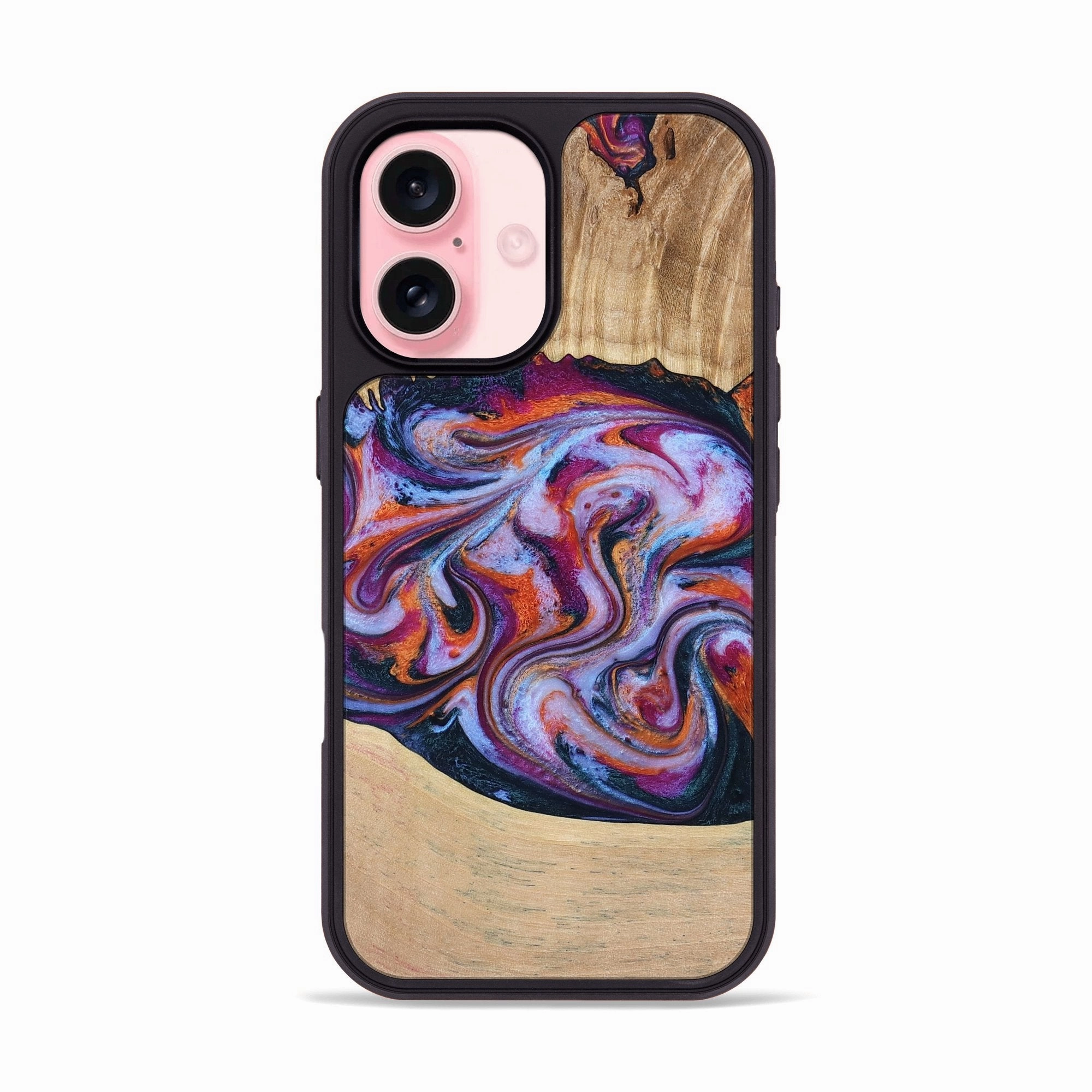 Iphone 16 Wood Phone Case - Kinslee (Purple, 773828) Raised Edges