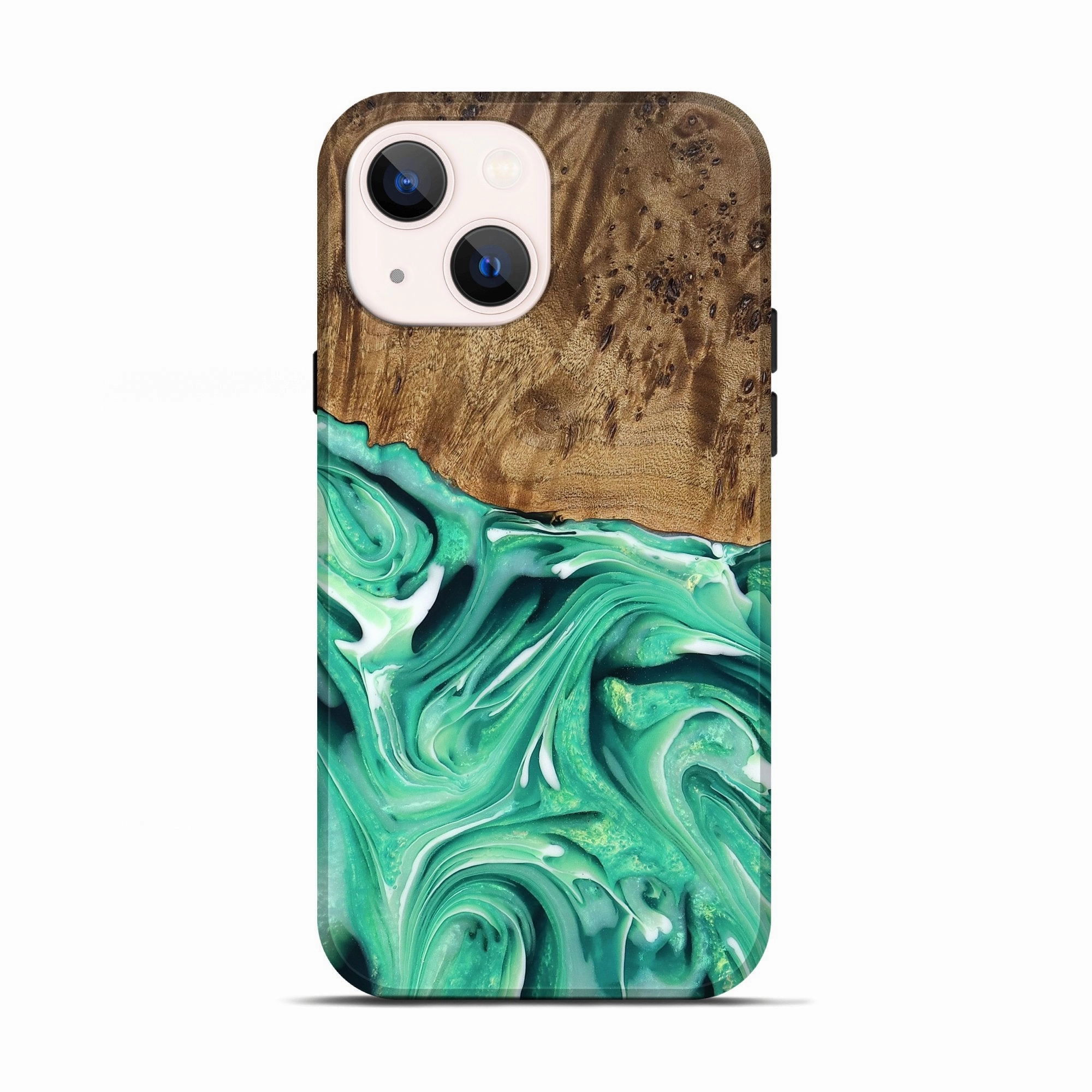 Anti Finger Mark Ultra Thin Iphone 13 Wood Live Edge Phone Case - Rafael (Green, 762316)